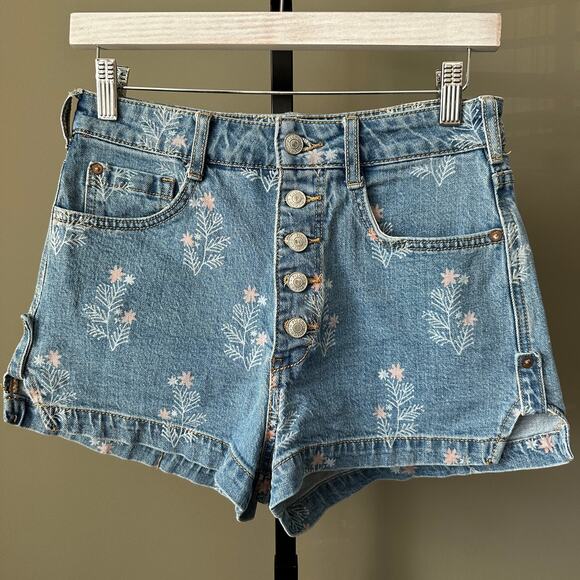 Anthropologie Pilcro High Rise Floral Denim Shorts Size 27 - Picture 2 of 6